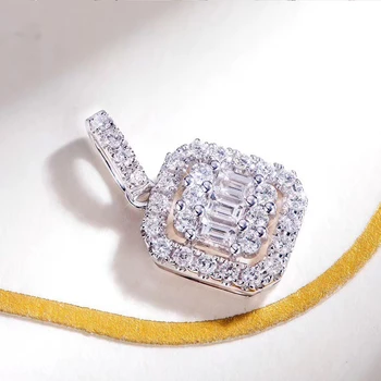 شراءAEAW 18K الذهب الأبيض المشاركة قلادة قلادة 0.3Ct 8*15 مللي متر الماس المعلقات اكسسوارات النساء رومانسية هدية