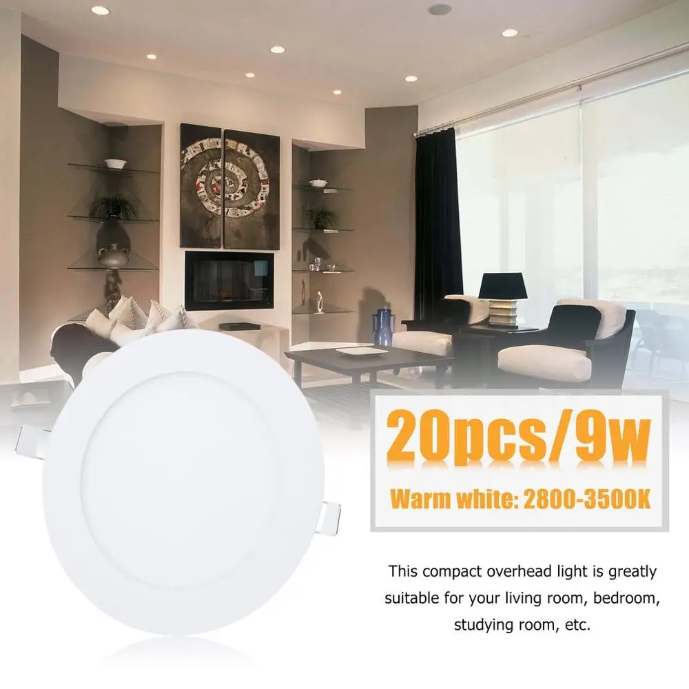 

Home Office Recessed Spotlight 20 PCS 9W Recessed LED Flat Panels Super Bright Commercial Lighting Accessories