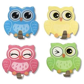 

New 4PCS Self Adhesive Hooks Wall Hook Coat Hanger Owl Pattern Storage Holder Home Kitchen Bathroom Towel Key Hanger
