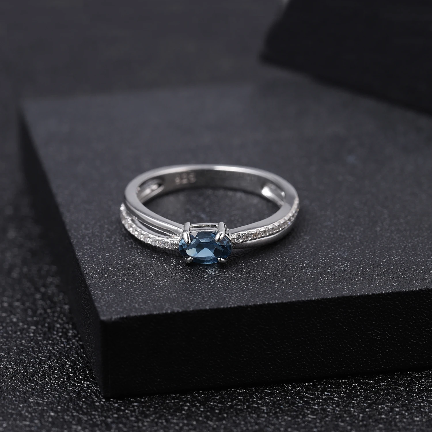 GEM'S BALLET 0.57Ct натуральный Овальный Лондонский Голубой топаз кольца для женщин Настоящее 925 пробы Серебряное классическое кольцо с камнем рождения хорошее ювелирное изделие