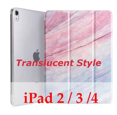 Для iPad 9,7 дюймов / жесткий чехол на заднюю панель пластик мраморный зернистый кожаный смарт-чехол для iPad Air 1/Air 2 iPad 2/3/4 - Цвет: translucent pink2