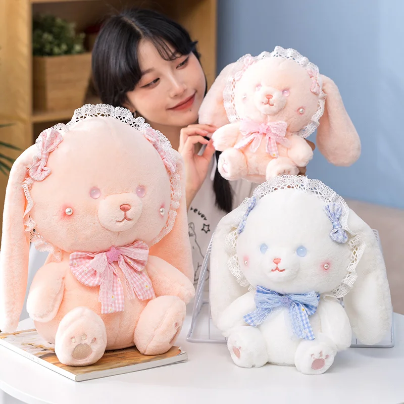 Симпатичная плюшевая игрушка candice guo милые животные длинные уши кролик бант сумка