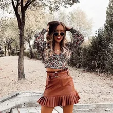 RICORIT плиссированная юбка, Женская шикарная мини-юбка из искусственной кожи, Женская Повседневная Уличная одежда с высокой талией, вечерние мини-юбки