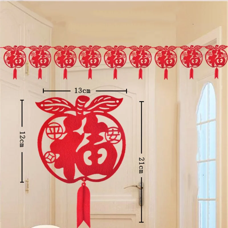 Китайский стиль, тянущийся флаг, плотный нетканый тканевый флаг с благословением, Новогоднее украшение, Весенний фестиваль, товары