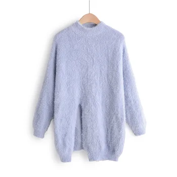 

Pullover Women Autumn Sweater Knitted Casual Jumper Long O-neck Lantern Sleeve Solid Warm Loose Long Sleeve Pull Sweaters Femme