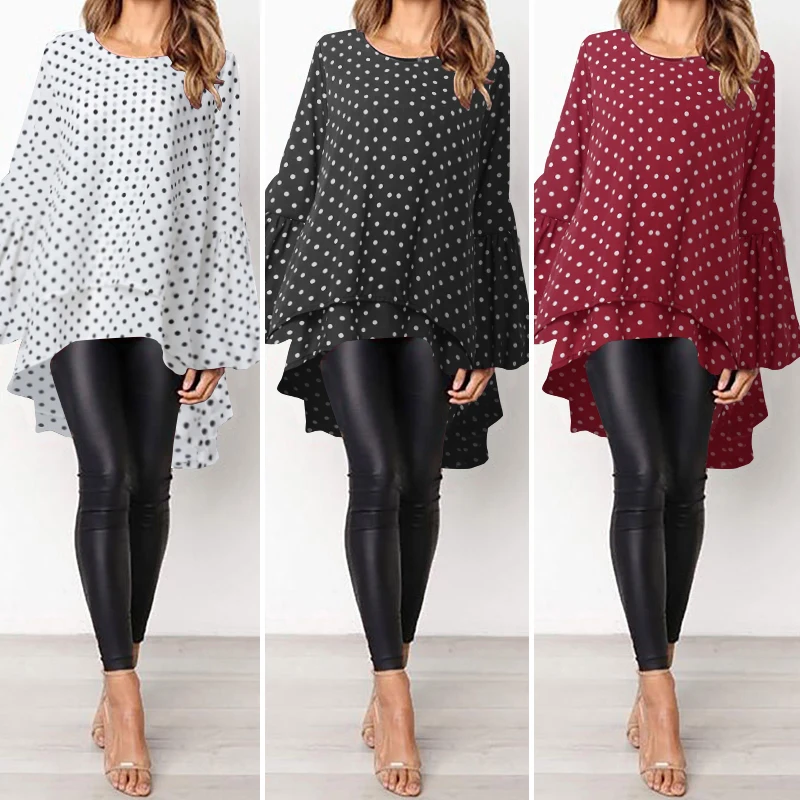 Lantern Sleeve Layered Shirts Women Asymmetrical Blouse ZANZEA Fashion Tops Female Casual Blusas Femininas Plus Size Shirts