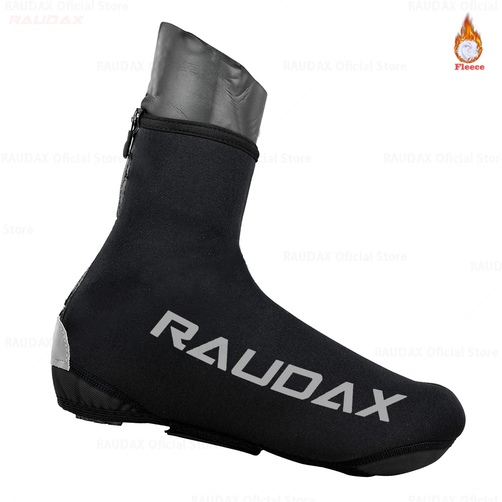 Raudax-Fleece Zip Cycling Shoe Cover for Men MTB Bike Shoes Cover Bicycle Overshoes Sport Winter bicycle shoe covers