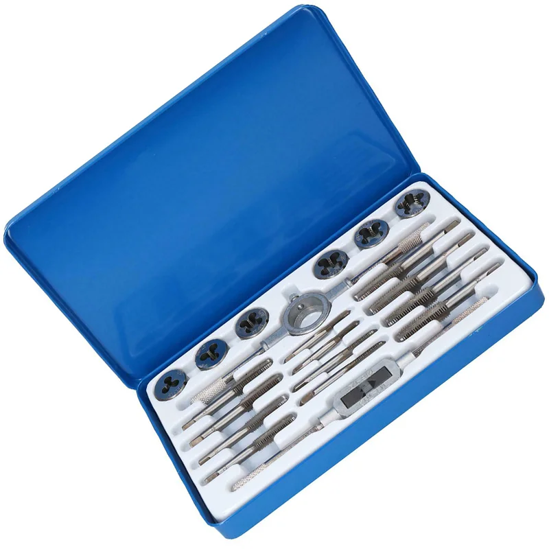 

20 PCS Taps And Dies Set Combination Kit SAE Fine Tungsten Steel High Strength