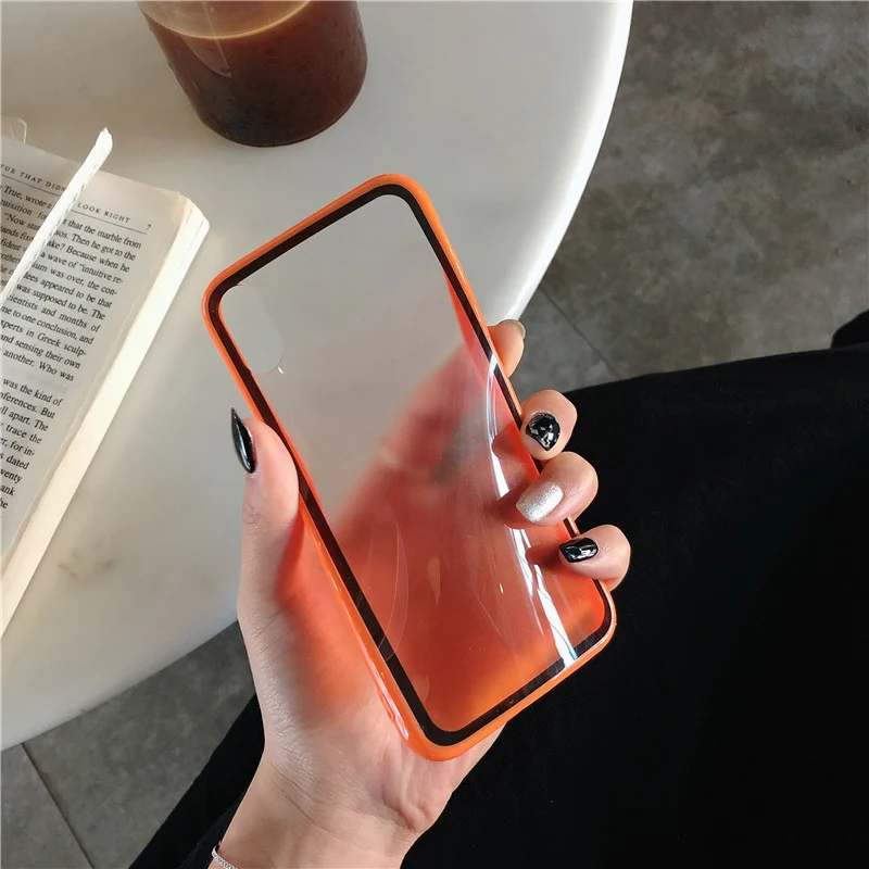 Simple gradient all-inclusive anti-drop phone case for iPhone 6 6s 7 8 for stylish transparent soft shell for iPhone X XR XS MAX