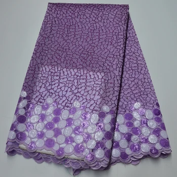 

2020 Elegant violet Color French Sequins Laces Fabric African Laces Fabric With Stones Nigerian Embroidered Fabric High quality