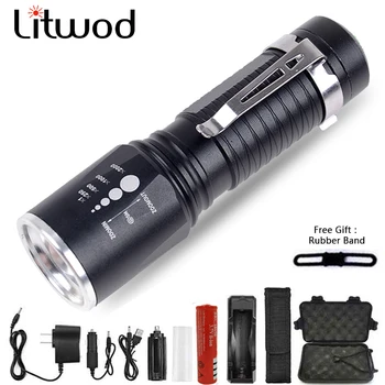 

A50 XM-L T6 LED Flashlight Torch Zoom Adjustable Waterproof 5 Modes Aluminum 18650 Battery Hard Bike Light Bulbs Litwod Cycling