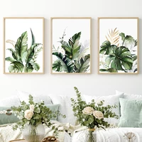 Foglie verdi botaniche tropicali oro floreale Wall Art dipinti su tela Picture Print Plant Poster per soggiorno decorazione domestica