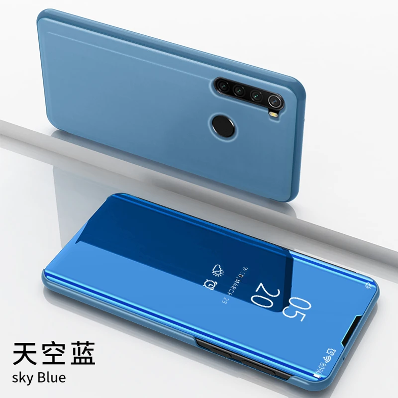 Зеркальный чехол для Xiaomi Redmi Note8 Pro 8A Note 8 T, флип-чехол s, чехол-книжка для Xiaomi Redmi Note 8, кожаный чехол+ чехол из поликарбоната