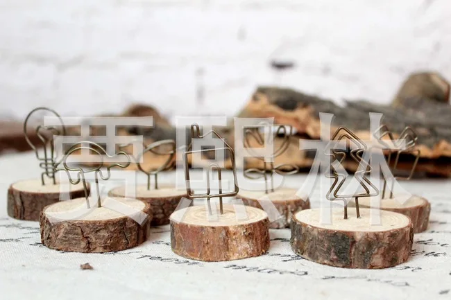 

Zakka Wooden Iron Wire Bark Card Holder South Korea Stationery