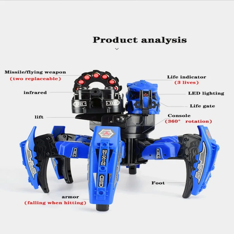 NEW 2.4G Electric Remote Control Robot  Six-legged Spider Robot DIY Shooting Game Foam Shooting Dart Double weapon Toy Gift 4