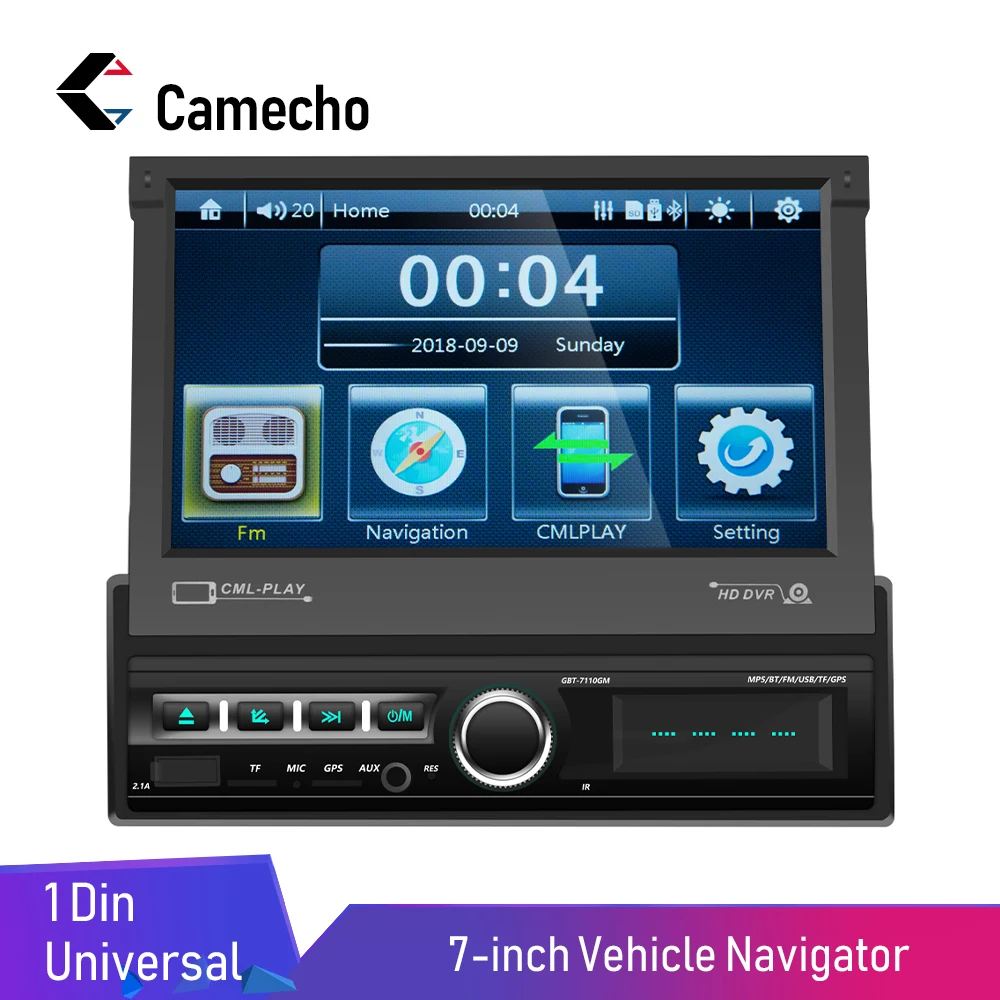 

Camecho 1 Din Car Radio 7"Touch Screen Car Multimedia Player Universal MP5 GPS Bluetooth Mirror Link USB FM AUX Autoradio Stereo