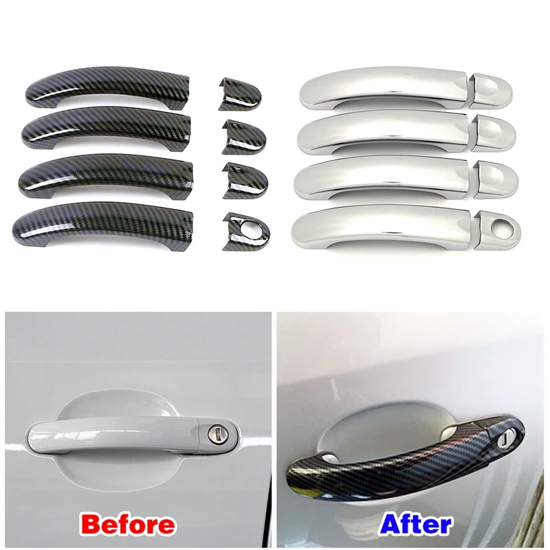 

Чехол для дверной ручки автомобиля Volkswagen VW Golf 5 MK5 V, с кроликом, пластиковая внутренняя отделка, хромированные автомобильные аксессуары из углеродного волокна