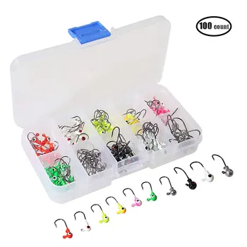 

100pcs/Lot Fishing Jig 1g-2g Head Fishing Hook Set with Plastic Box