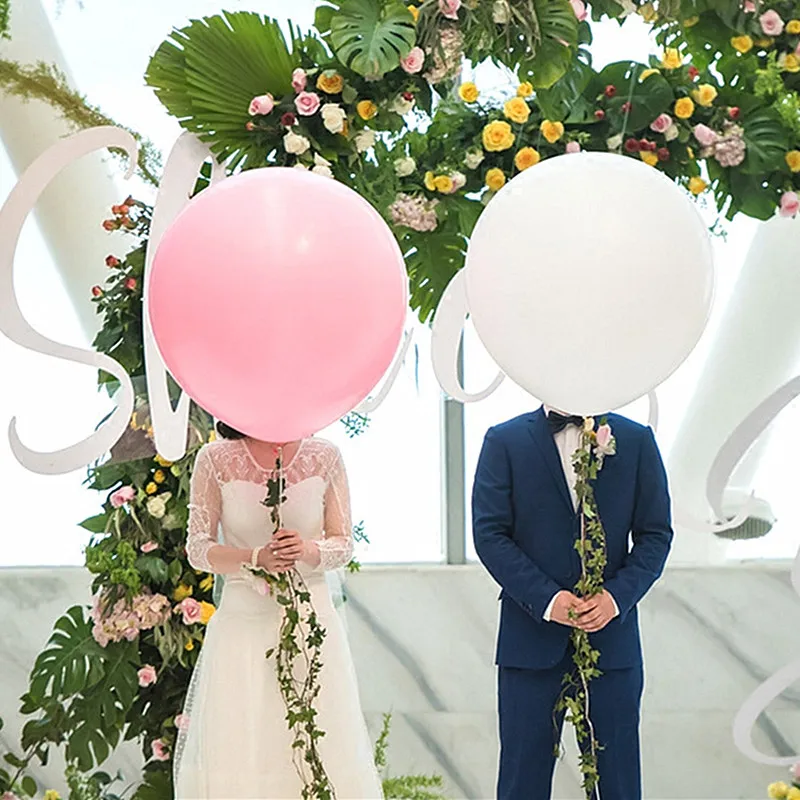 1pcs 36inch Pink White Latex Big Round Balloon For Wedding Engagement Birthday Party Decorations Baby 1st Kid Ball | Дом и сад