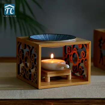 

Candle Holder Aromatherapy Furnace Bamboo Incense Burner Ceramic Small Bowl Candlestick Stand Oil Beside Sleeping Home Romantic