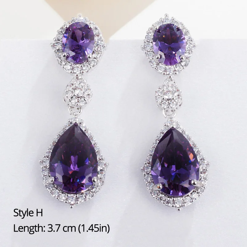 Buy Carlton London Silver Toned & Purple Rhodium Plated CZ Teardrop Shaped  Drop Earrings - Earrings for Women 10405709 | Myntra