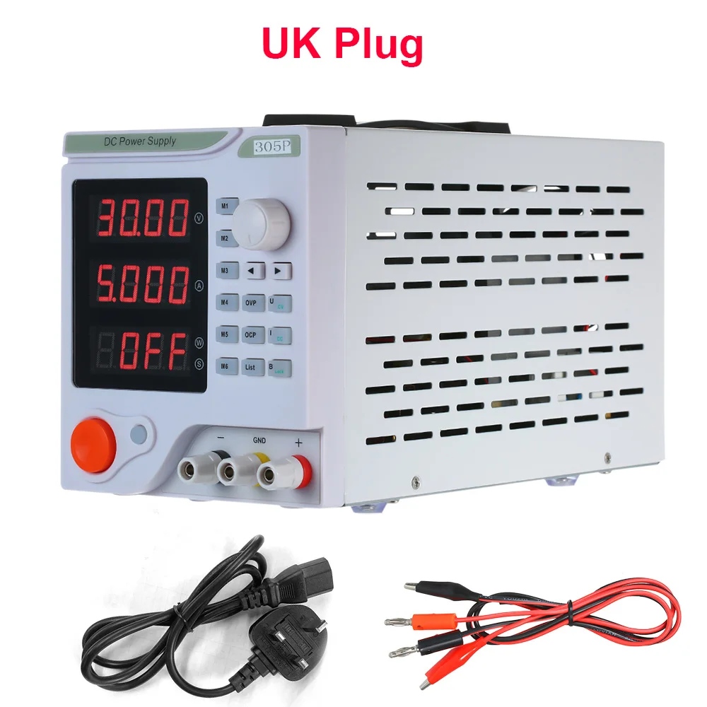 Программируемый Регулятор напряжения постоянного тока 30 в 5A 150 Вт Регулируемый источник питания 4 цифры дисплей светодиодный импульсный источник питания - Цвет: UK Plug