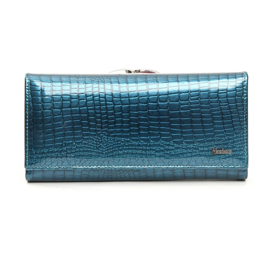 blue women wallets Женские кошельки из натуральной кожи Аллигатор длинный клатч кошелек из коровьей кожи женский кошелек известный дизайнер женские кошельки и кошельки - Цвет: blue women wallets
