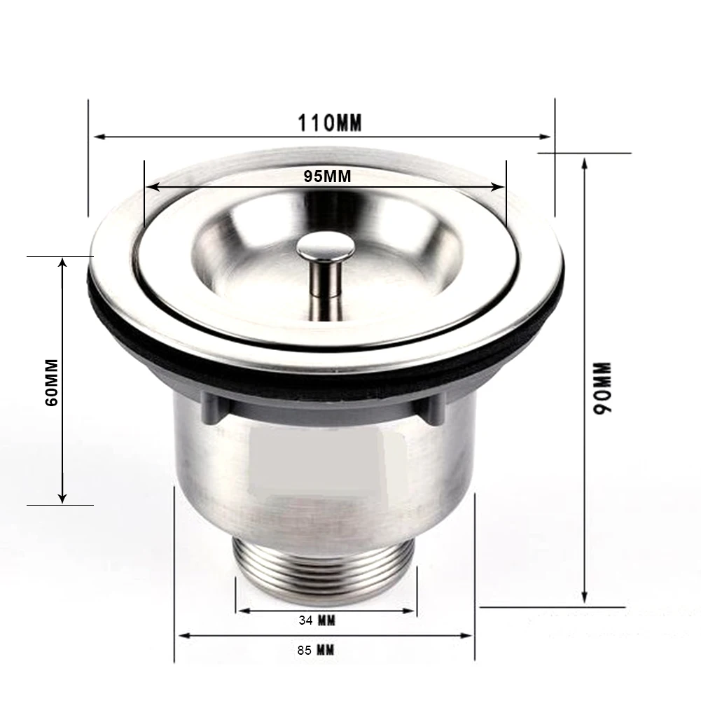 Для сливного отверстия из нержавеющей стали кухонный канализационный фильтр для раковины дренажный сетчатый слив в сборе крышка стопор для отходов фильтр и корзина