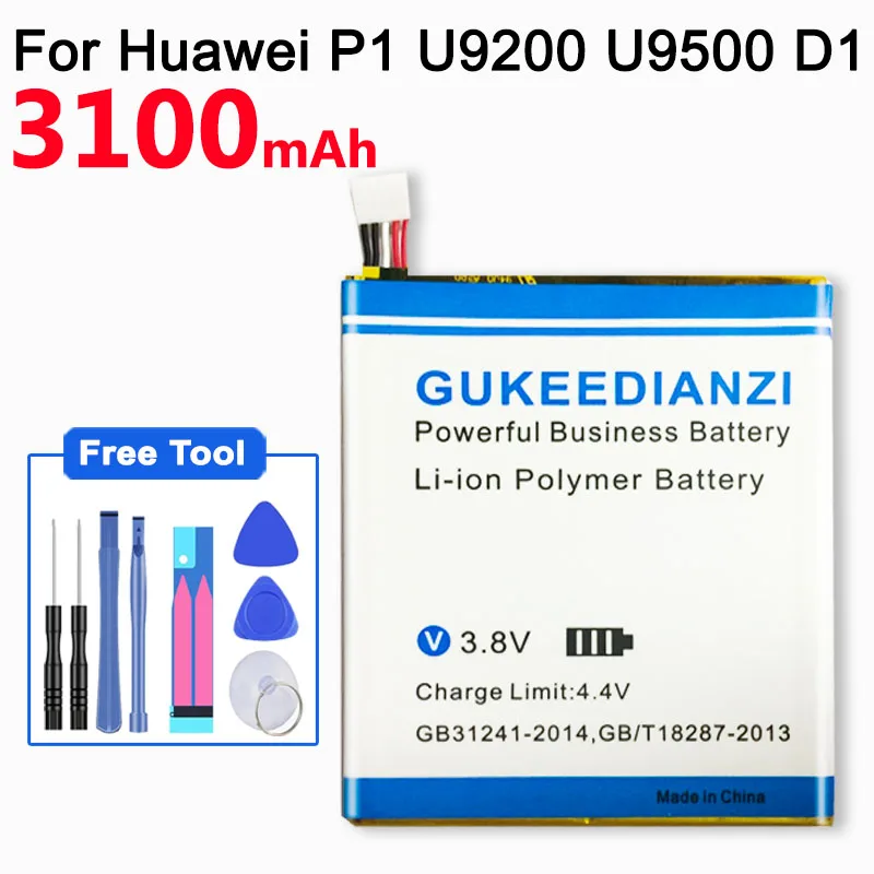GUKEEDIANZI 3100 мАч сменная батарея для huawei HB4Q1HV для huawei U9200 U9500 T9200 Ascend P1 D1 батарея телефона