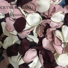 Темно-бордовый светло-старый розовый и светло-желтый лепестки для свадеб Мягкий Шелковый атласный цветок девушка Лепестки розы 100 шт./лот