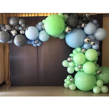 

130pcs Macaron Blue Green Silver Pastel Balloons Garland Arch Kit Birthday Wedding Baby Shower Anniversary Party Decoration