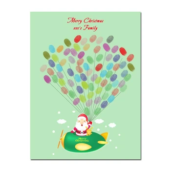 

Qianxiaozhen Personalized Canvas Fingerprints Painting Santa Claus For Christmas Fingerprint Christmas Guest Book Souvenir
