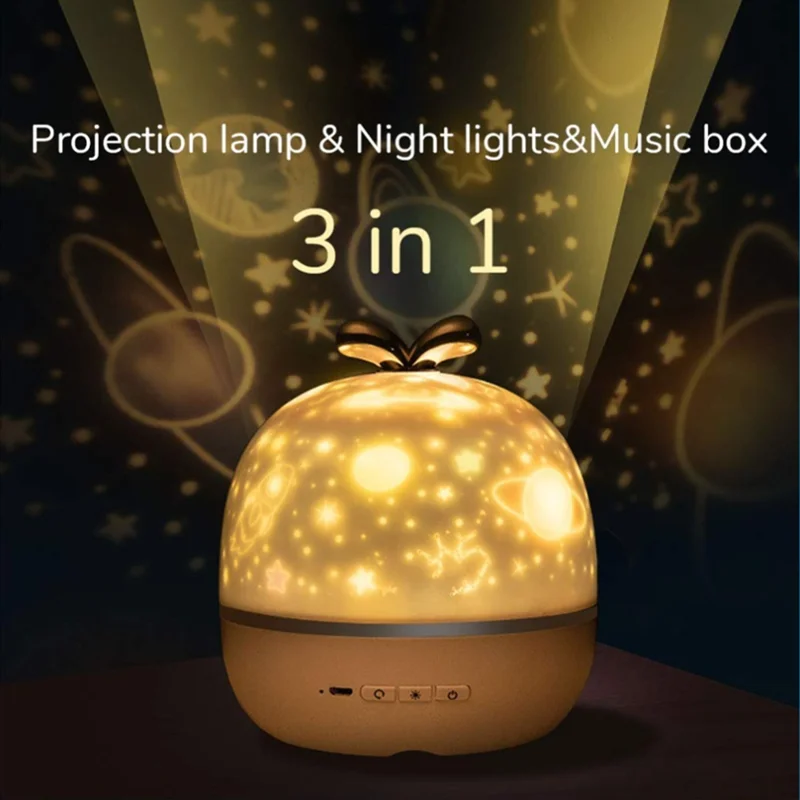 

Night Light Projector with Music USB Charging Starry Romance Rotating Projection Lamp for Kids Adults Bedroom Dec Christmas Gift