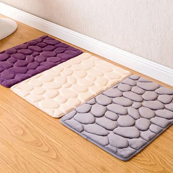 

1pc Flannel-made Cushion Living Room Bathroom Gadget Soft Bath Mat Multi-use Marble Pattern Floor Carpet Bathroom Rug Set
