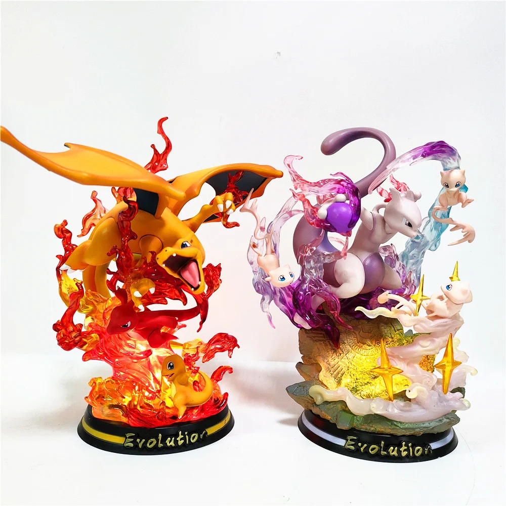 Покемон статуя Mewtwo Charizard Evolution ПВХ экшн-Фигурки игрушки 250 мм Go Аниме игра Пикачу