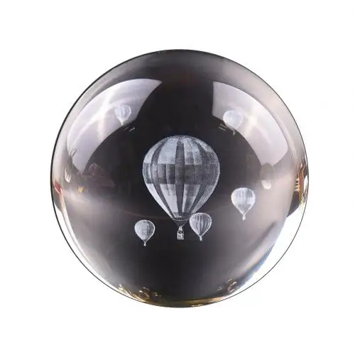 8cm Laser Hot Air Balloon 3D Fake Crystal Glass Ball Quartz FengShui Ornament Craft Travel Take Pictures Home Decorative Ball - Цвет: 1pc