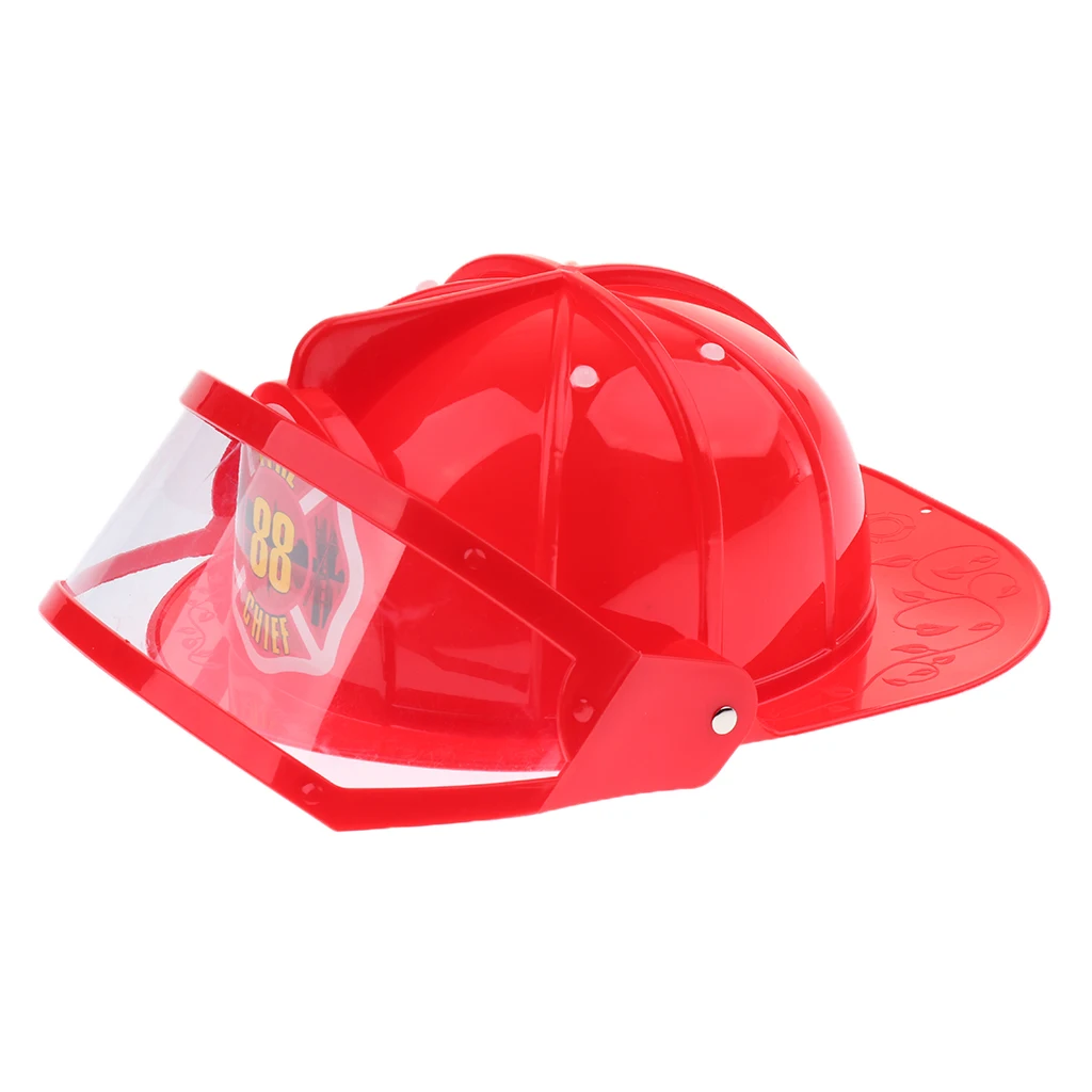 Halloween Fire Fighters Cosplay Helmet Fireman Chief Hat Kids Toy Role Play