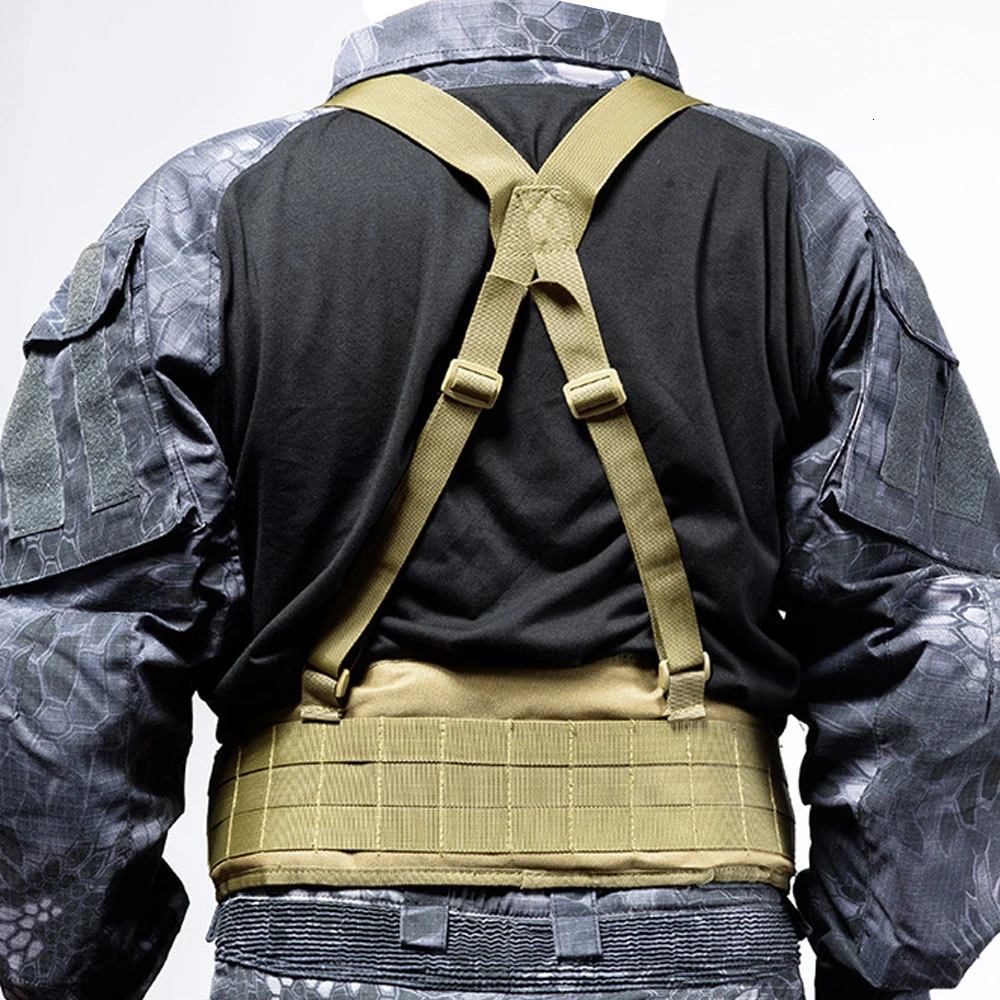 Airsoft Military Nylon Molle Waist Combat Belt With Harness Tactical Adjustable Soft Padded Universal Unisex Hunting Accessories