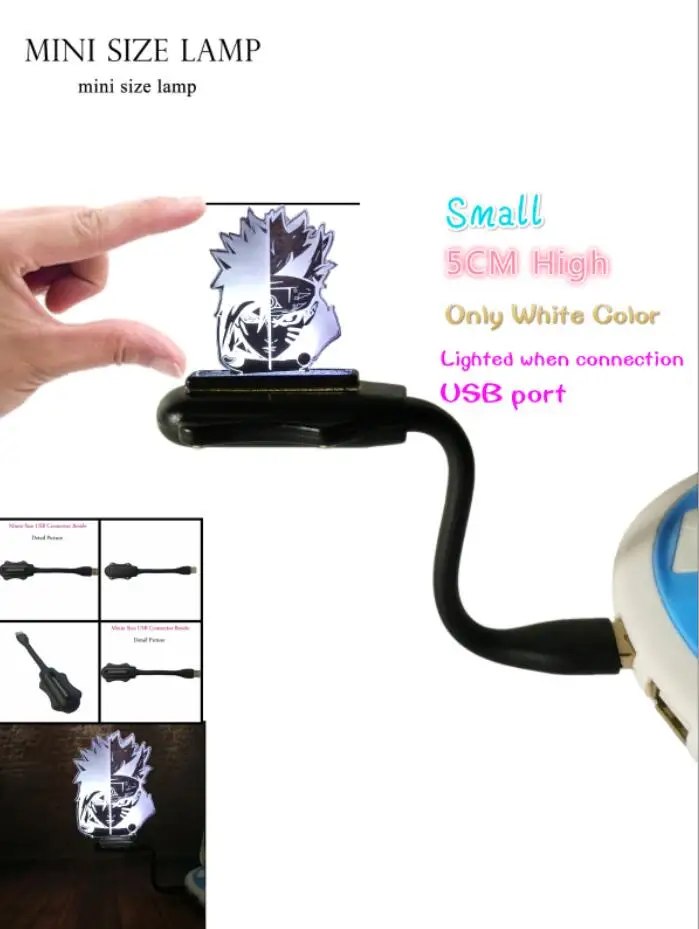 Small USB Lamp 50mm Япония Аниме Манга героя аниме «Наруто Узумаки и Учиха сасуке ниндзя фигурки 3D светодиодный Ночной светильник-ваш ребенок дети мальчики взрослые Рождественские Игрушки Подарки - Испускаемый цвет: Small USB Lamp 50mm