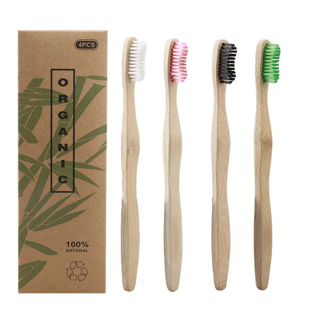 4 шт экологически чистые мягкие щетинки бамбуковые зубные щетки экологичный уход за полостью рта зуб кисти