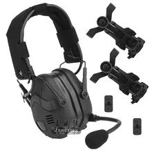 

Tactical Noise Reduction Communication Headset W/ Helmet Rail Mount Kit Military Bluetooth Ear Muffs Set Black