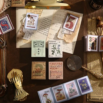 

Time Post Office Series Periodical Decoration Sticker Scrapbook Sticker Label Diary Album Stationery Retro Stamp Plant Sticker