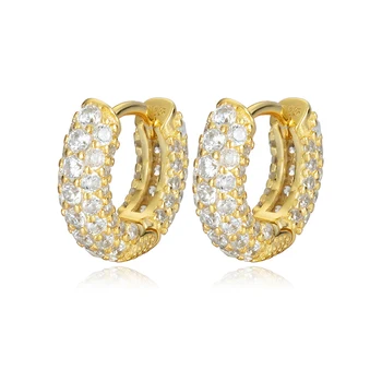 

Classic 925 Sterling Silver Hoop Earrings for Women Luxury Geometric Circle CZ Zircon Huggie Earrings Gold Color Bijoux 2020 New
