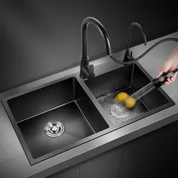 Undermount Kitchen Sink Drainboard Black Big 304 Stainless Steel Soap Dispensor Sinks Bathroom Cocina Accesorio Home Improvement