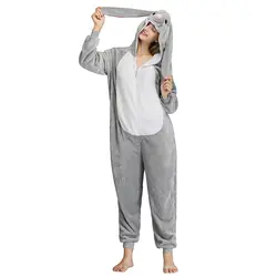 Костюм карнавальный для взрослых унисекс кролик Пижама кигуруми пижамы, мультяшное Белье для сна фланелевой комбинезон пижамы Одна деталь