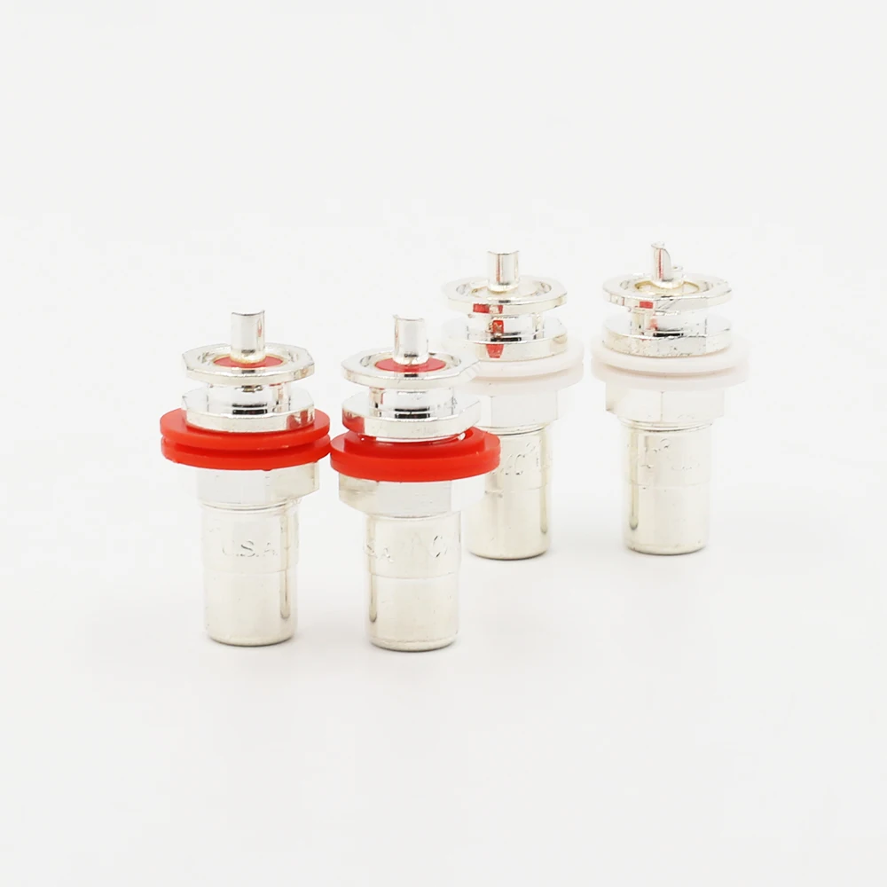 

4pcs Hi-End Brass Silver plated RCA socket RCA female connector Hifi audio RCA Female Plug
