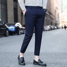 Мужской модный формальный деловой Тонкий костюм брюки мужские свадебные платья костюм брюки Брендовые мужские повседневные мужские брюки