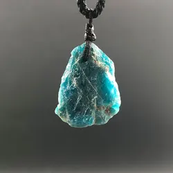 1pc Random Blue Apatite Rough Raw Natural Stone Pendant Necklace Quartz Crystal Healing Reiki Gift Gemstone Crafts Jewelry Decor