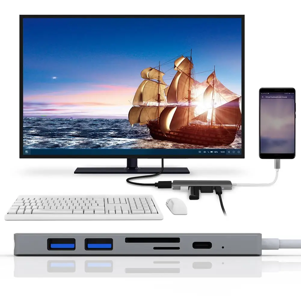 

High Speed 5Gbps Silver/ Grey/ Gold/ Pink Aluminium Alloy Type-C USB-C HUB to 4K HDMI USB 3.0 Adapter for Phone PC Computer
