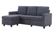 Double Chaise Longue Combination Sofa  Dark Grey Sectional Sofa 【196x68x80】cm 3